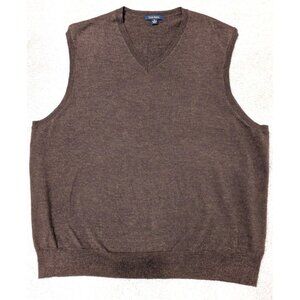 Club Room Mens Wool Sweater Vest XL Brown Academia Grandpa Preppy Golf Mr Rogers